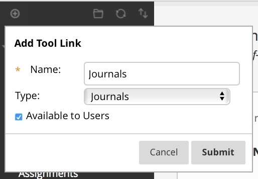 Name the journal and select submit